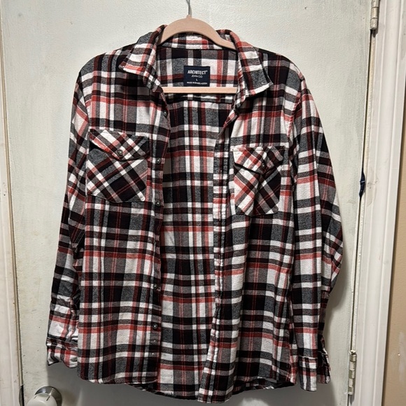 Architect Red and Black Casual Button Down Shirt men’s large - Picture 1 of 12
